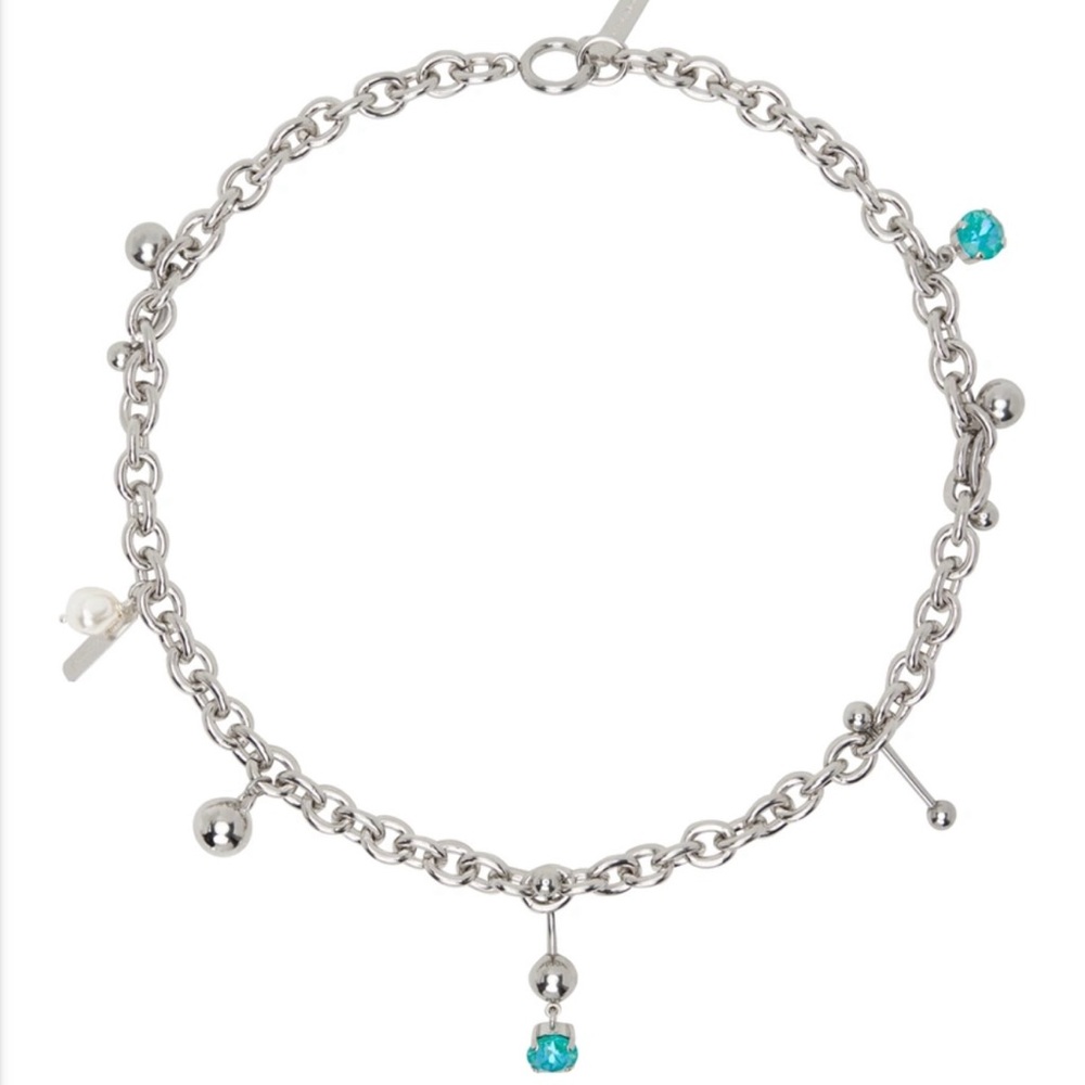 Justine Clenquet Silver and Blue Necklace
